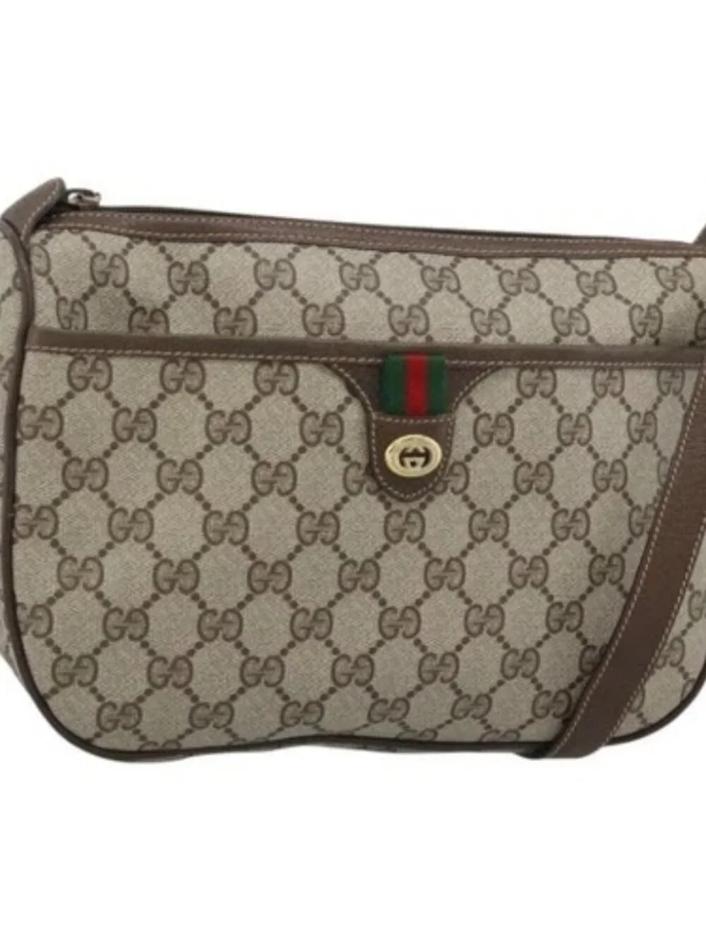 GUCCI GG Supreme Web Sherry Line Bag PVC Beige Gold 89 02 077 Auth ep15007
